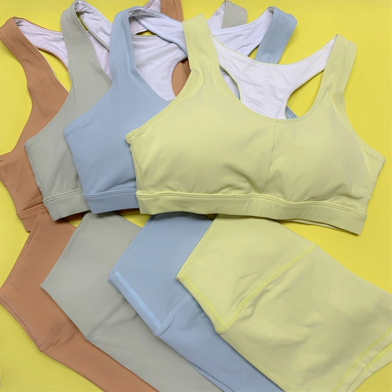 

Women Vital Yoga Set Gym Clothing Fitness Leggings Shorts+Crop Push-up Pad Bra Breathable Sport Suit Women Tracksuit Active Wear