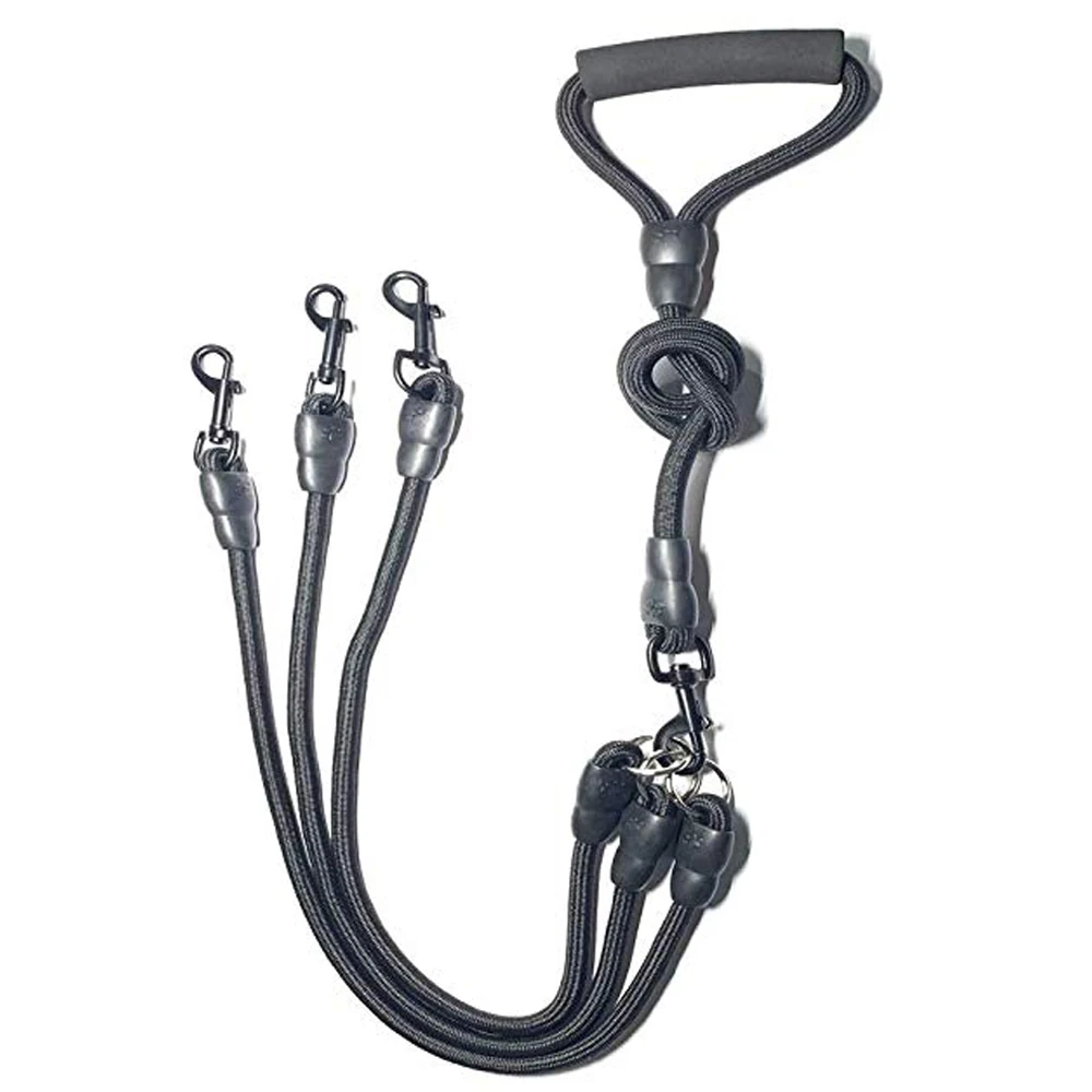 Черный многоголовый нейлоновый поводок для собак с мягкой ручкой скалолазание