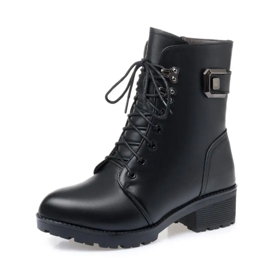 2021 Роскошные Брендовые женские зимние кожаные сапоги для снега на высоком