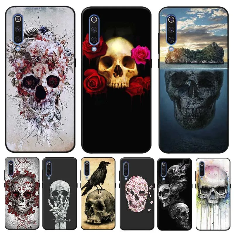 Ретро Стиль цветок чехол с черепом для samsung galaxy a50 a70 a30 a40 a20 s8 s9 s10 plus прозрачный