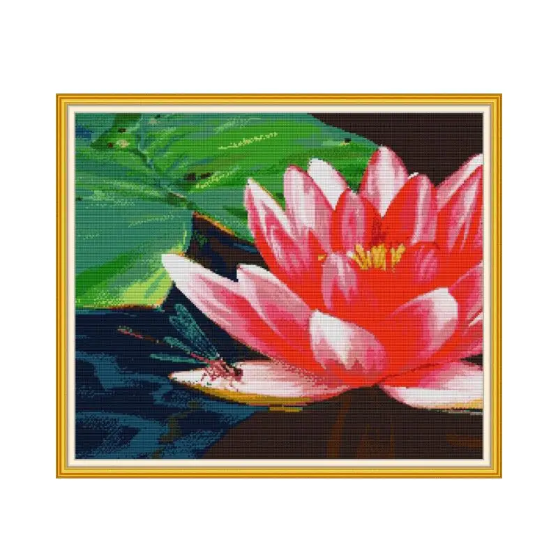 

H866 Lotus 2 cross stitch kit aida 14ct 11ct count printed canvas stitches embroidery DIY handmade needlework