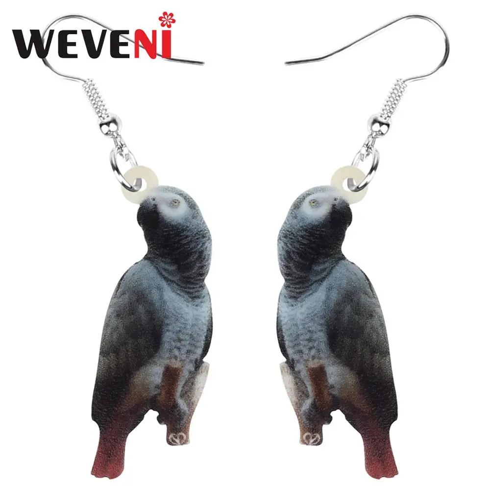 WEVENI акриловые серьги подвески в форме капли африканском стиле с серыми попугаями