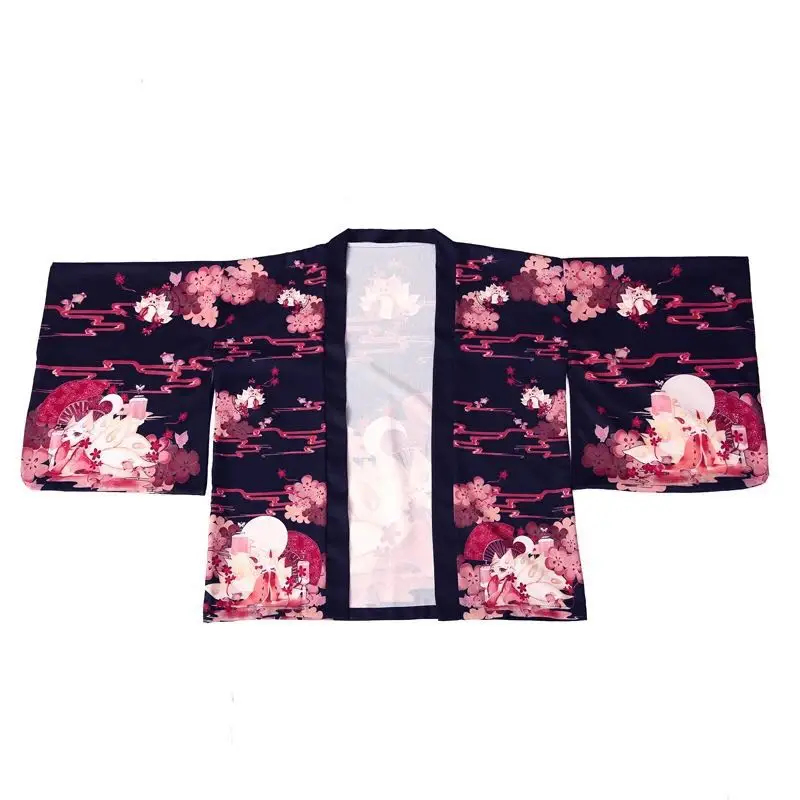 Китайский укиё-э кардиган хаори с V-образным вырезом повседневное кимоно от