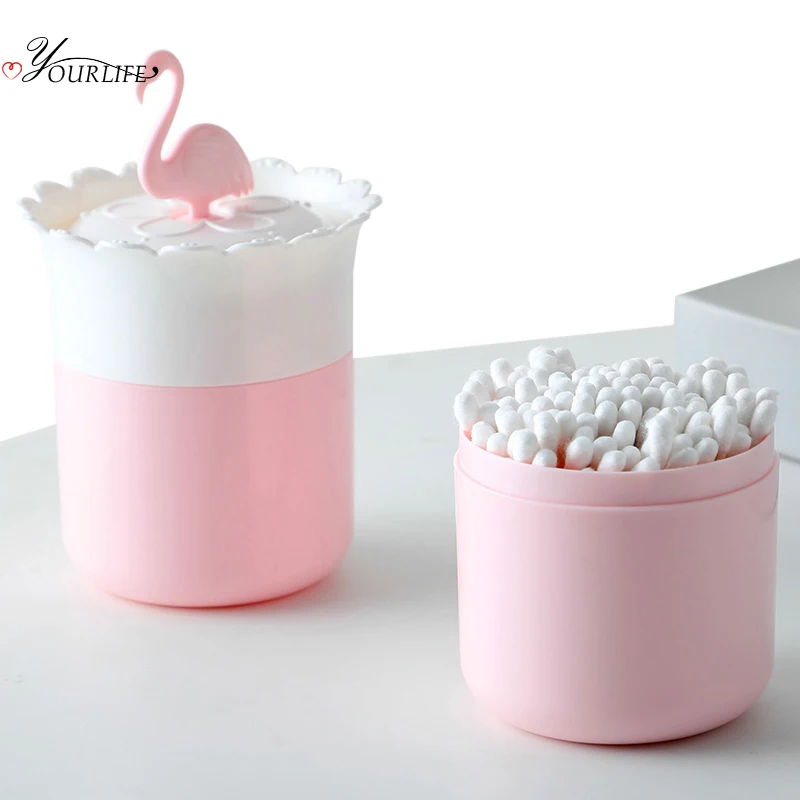 OYOURLIFE милые Мультяшные Фламинго ватные тампоны коробка для хранения пластиковые