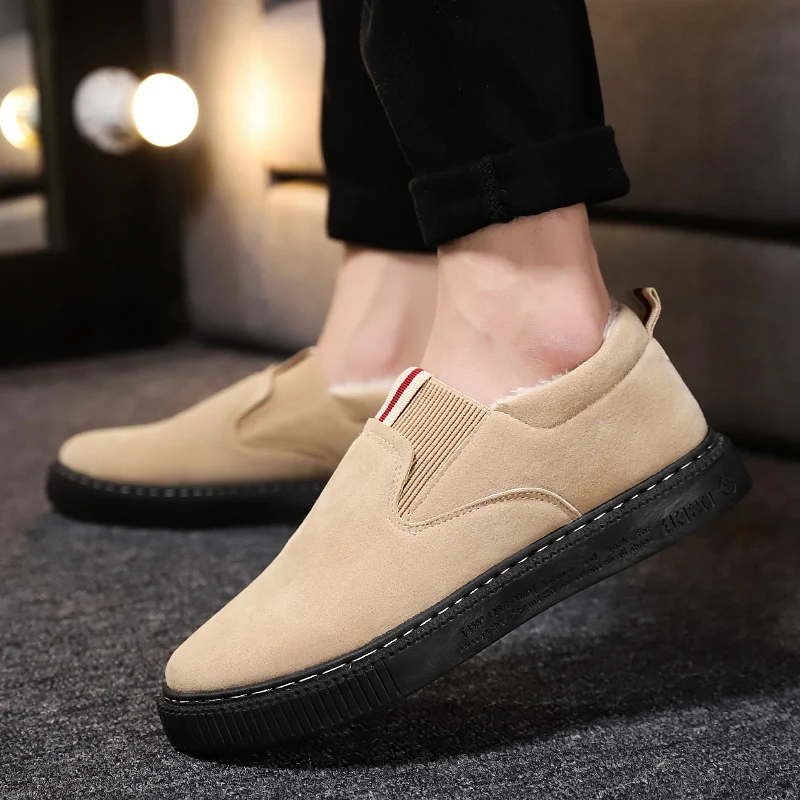 

Dacomfy Men's Loafers Plush Warm Winter Boots Fur Loafers Slip-On Flats Shoes Thick Bottom Casual Shoes Moccasins Driving Shoes