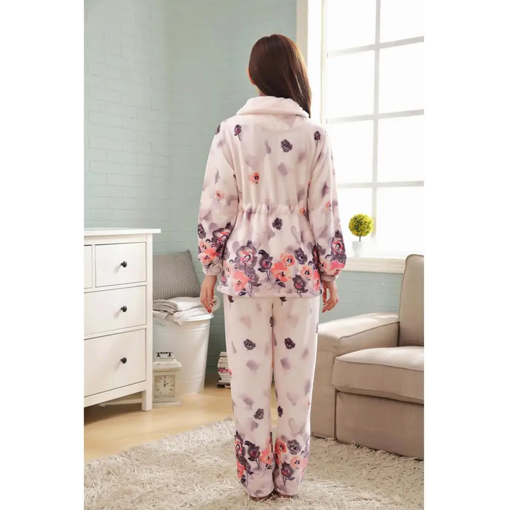 2019 осенняя и зимняя шелковая женская пижама плотная ночная рубашка длинная с