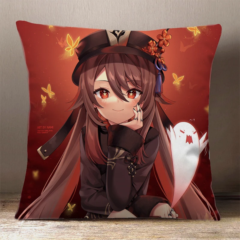 

Game Genshin Impact Hutao Dakimakura Cushion Peachskin Double-sided Same Printed Cushions Home Decorative Sofa Pillows
