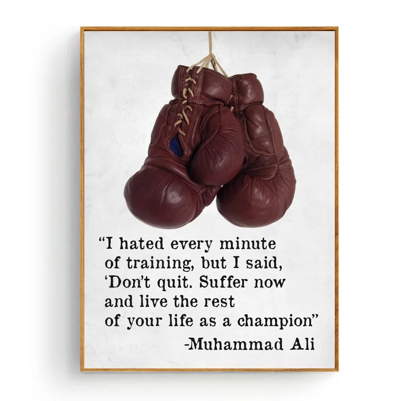 

Muhammad Ali Motivational Quotes Print Pictures Boxing Glove Art Poster for Living Room Bedroom Home Decor Canvas Painting