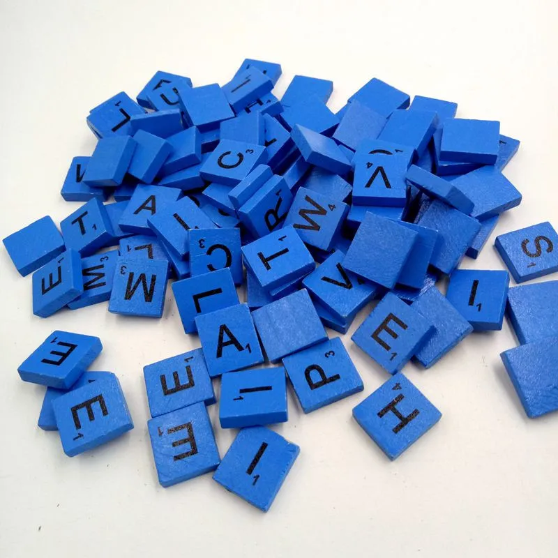 100 деревянные алфавиты Scrabble плитки черные буквы цифры резьба по дереву Valuabe