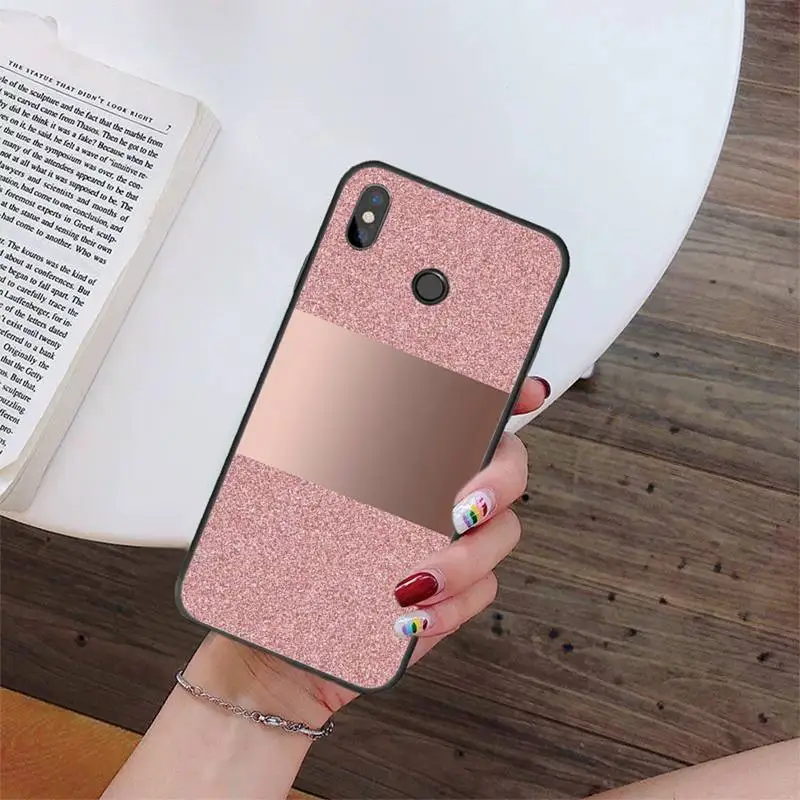 Чехол для телефона Babaite в полоску с сердечками золотистыми розовыми и мраморными