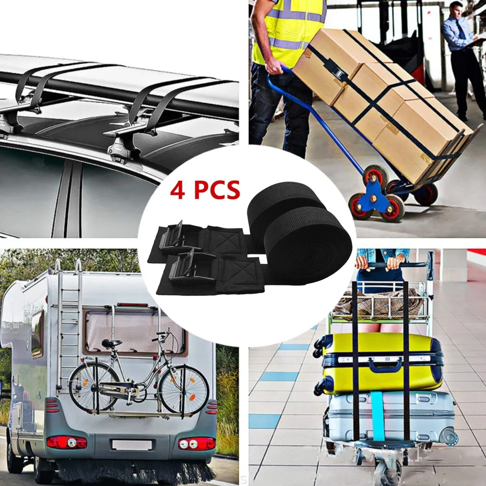 4PCS Car Roof Rack Tie Down Straps Buckle Luggage Kayak Cam Board Surfboard Lashing Strap Bicycle Tool | Спорт и развлечения