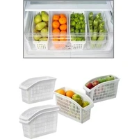 adjustable kitchen refrigerator organizer basket container drawner storage box retractable drawer space saver slide fridge rack