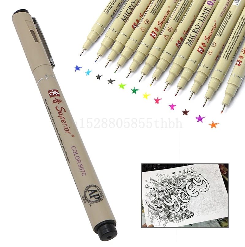 12 цветов художественная манга тонкая голова краска Графический эскиз маркеры