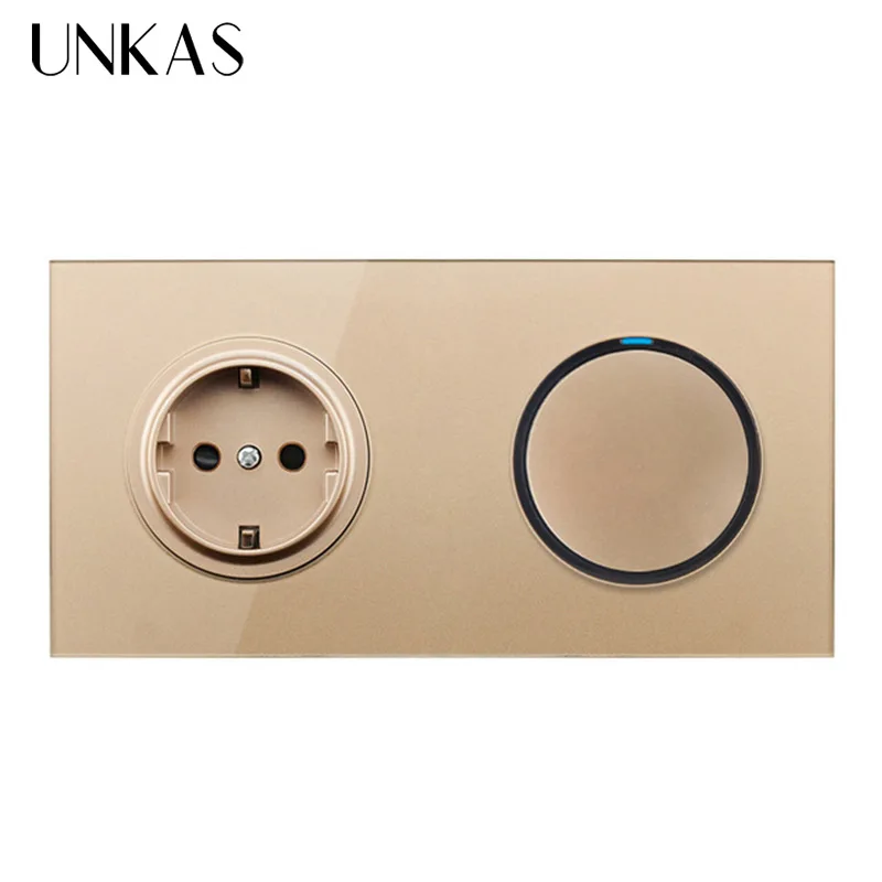 UNKAS Золотая Хрустальная стеклянная панель вкл/выкл светильник светодиодный