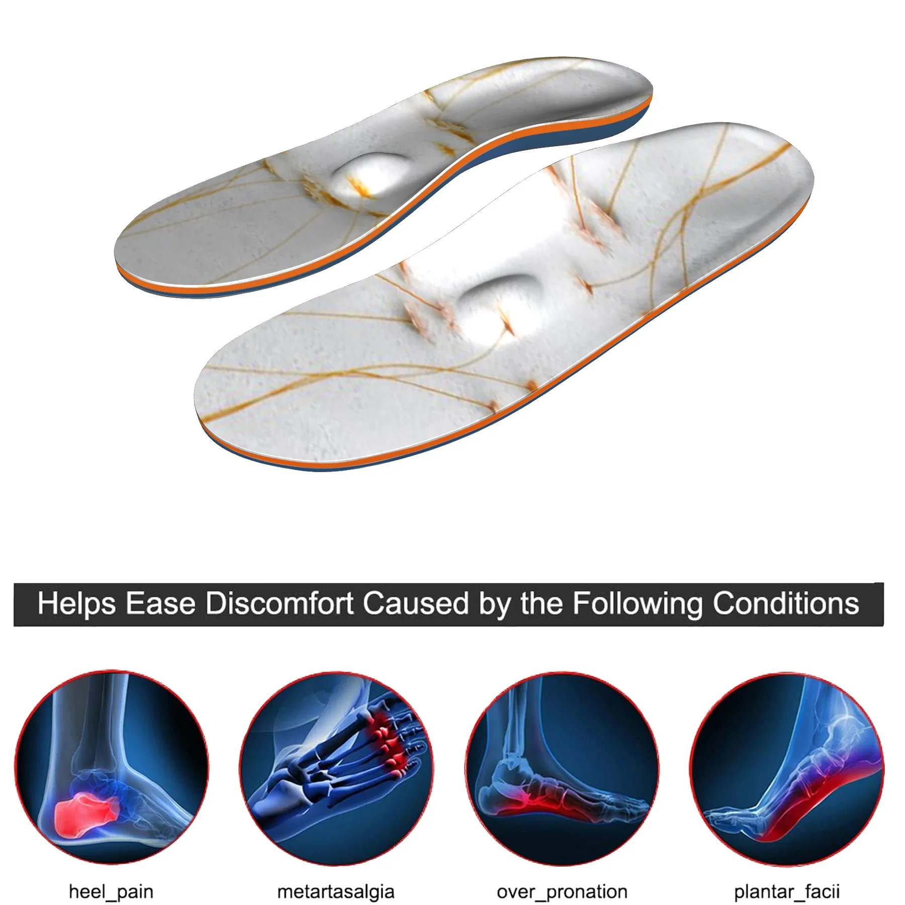 White high arch support, orthopedic insoles, plantar fasciitis, foot sports, running insoles