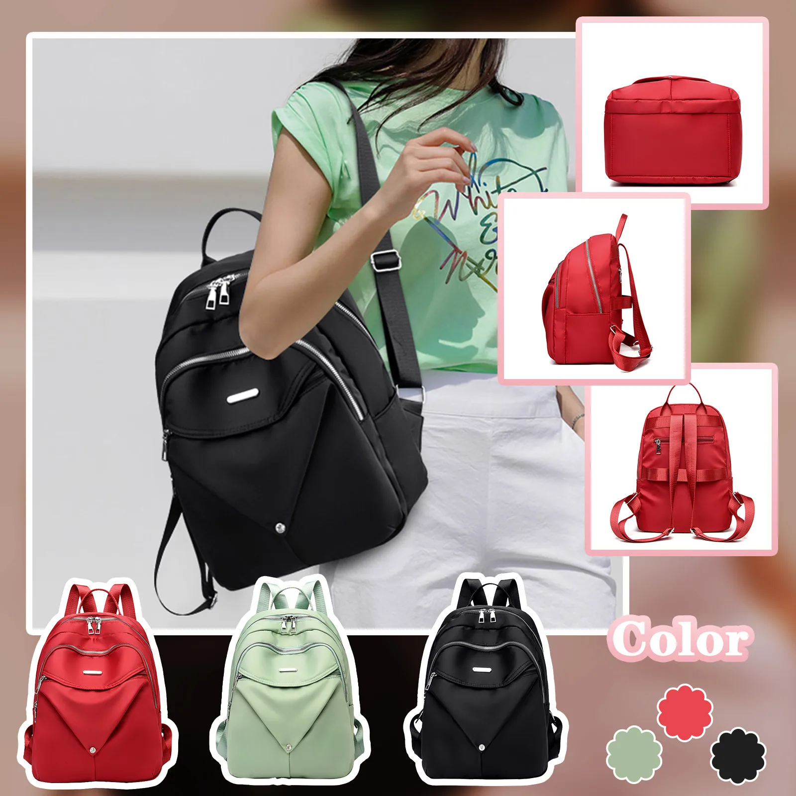 

Женский Повседневный Рюкзак из ткани Оксфорд, модные школьные сумки с защитой от брызг, дорожные сумки