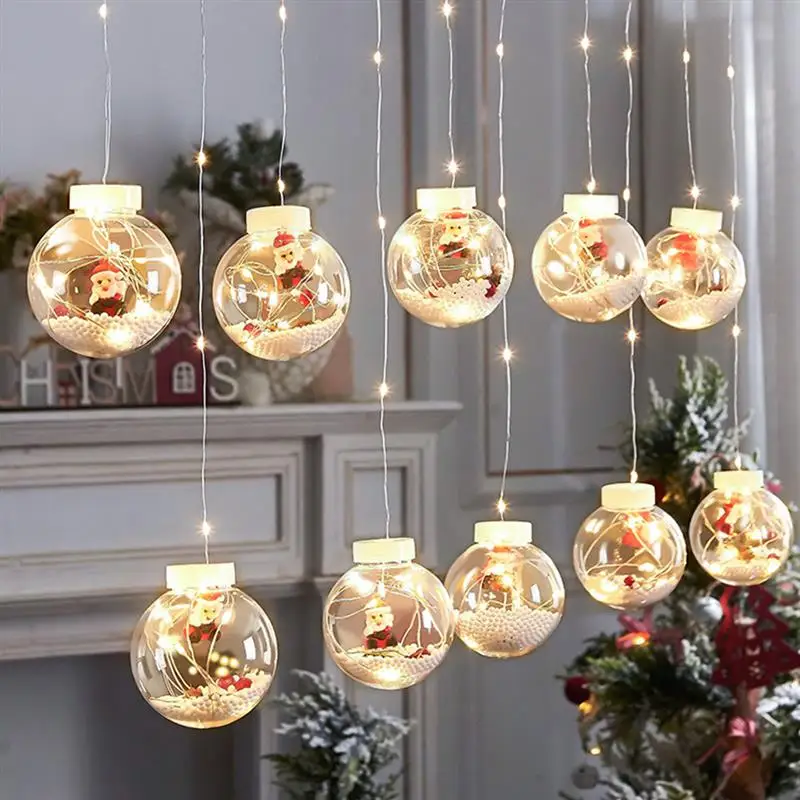 

Christmas Ball Santa LED Luminous Night Light Ball Curtain String Light Christmas Tree Decoration Lamp for Home Party Gifts