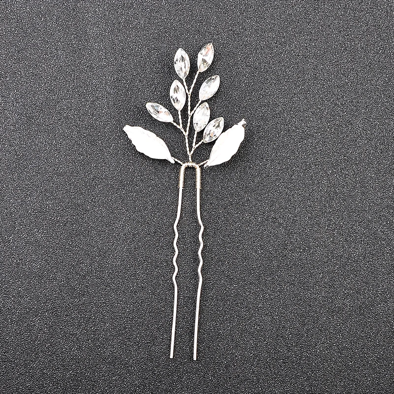 4 шт Серебряный цвет лист горный хрусталь шпильки Свадебные листья украшения для