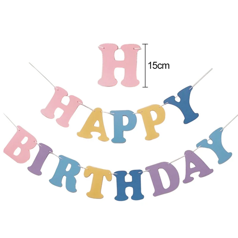 

Happy Birthday Banner Macaron Decoration Birthday Girl Colorful Letter Banner Flag Bunting Baby Shower Decoration