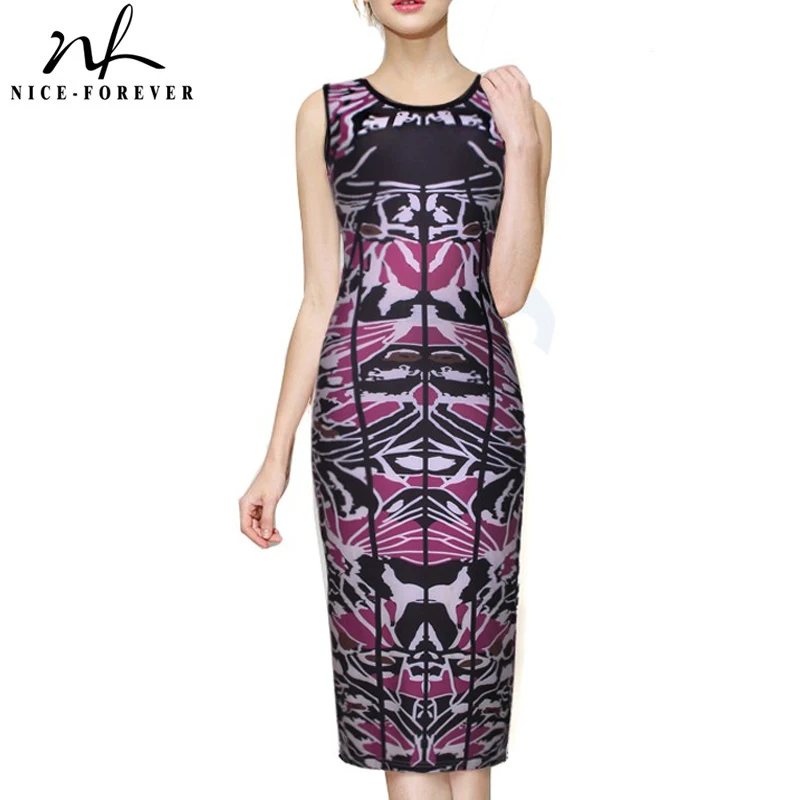 Женское летнее разноцветное платье Nice Forever повседневное и стандартное с круглым