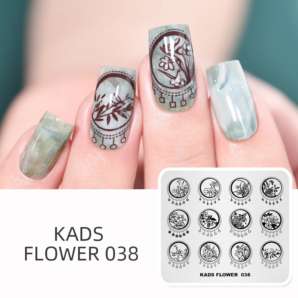 KADS Flower 038 пластины для стемпинга ногтей цветочный узор китайский стиль стемпер