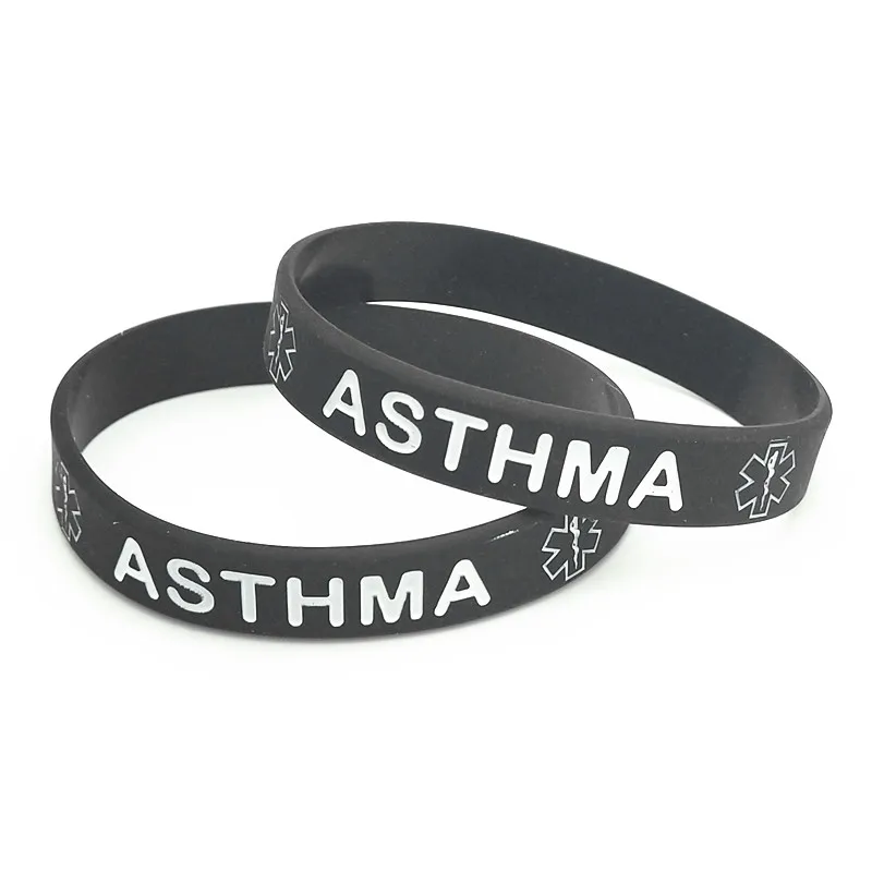 1 шт. медицинский браслет с астмой оповещение силиконовый Резиновая лента