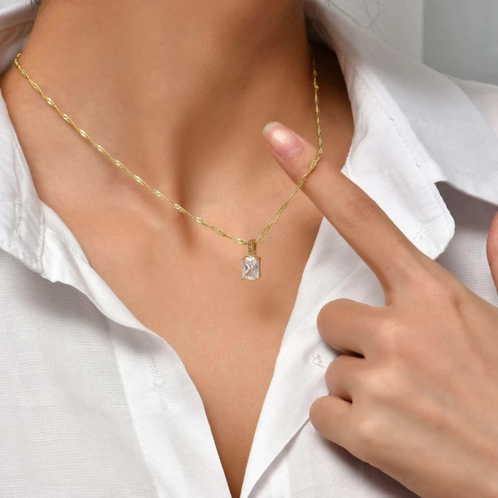 Ожерелье для помолвки предназначено женщин ожерелье золотого цвета квадратный