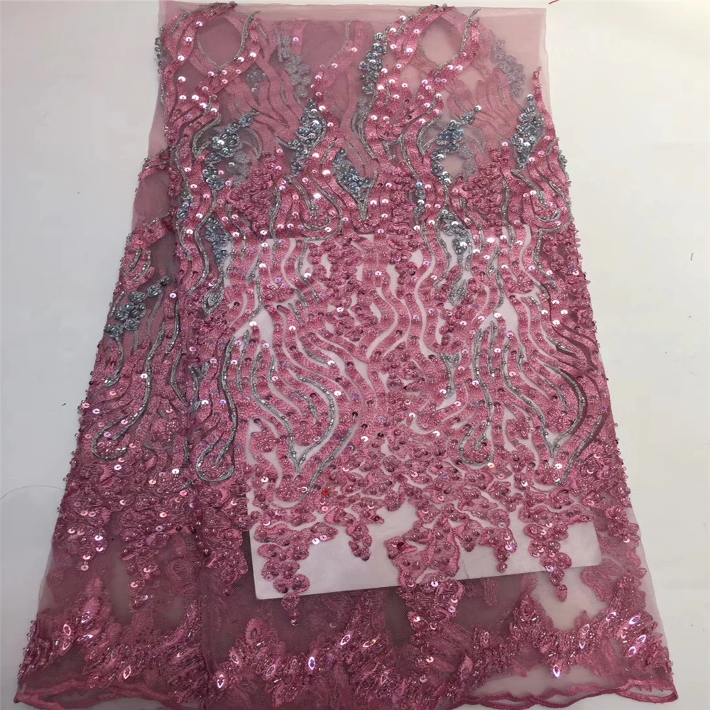 New Style French Nigerian Sequins Mesh Lace African Tulle Sequence Fabric High Quality For Wedding Dress 5 Yards | Дом и сад