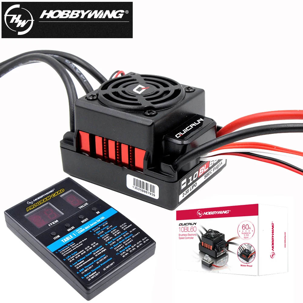 Щеточный электронный регулятор скорости Hobbywing QuicRun WP 10BL60 60A 2 3S бесщеточный