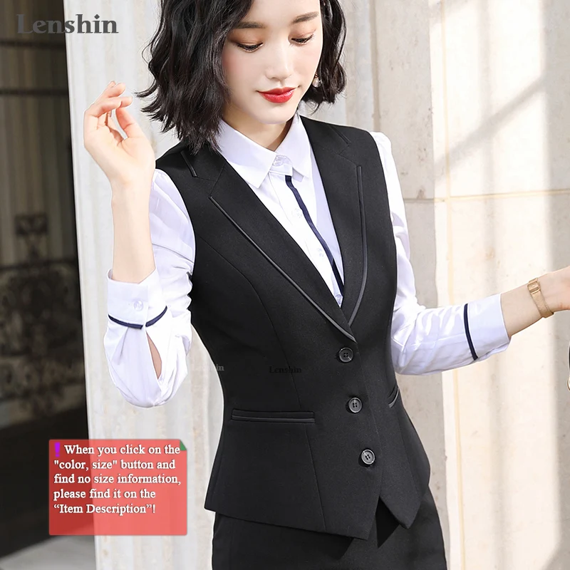 Женский деловой костюм Lenshin из 2 предметов жилет и брюки пиджак без рукавов