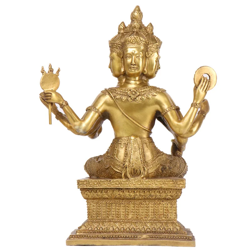 LAOJUNLU Bronze Thai FourFaced Buddha Ornaments Grant Whatever Is Requested Statue Of The Brahma L | Дом и сад