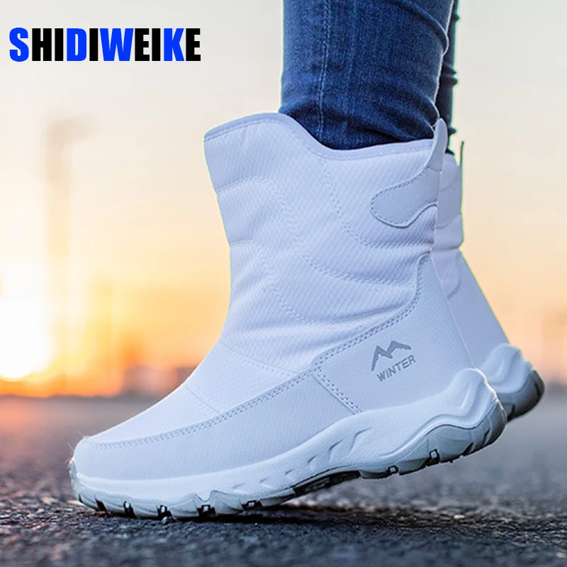 

Новые женские зимние ботинки Нескользящие Водонепроницаемые зимние ботинки женские Теплые ботильоны на молнии из толстого плюша для женщи...