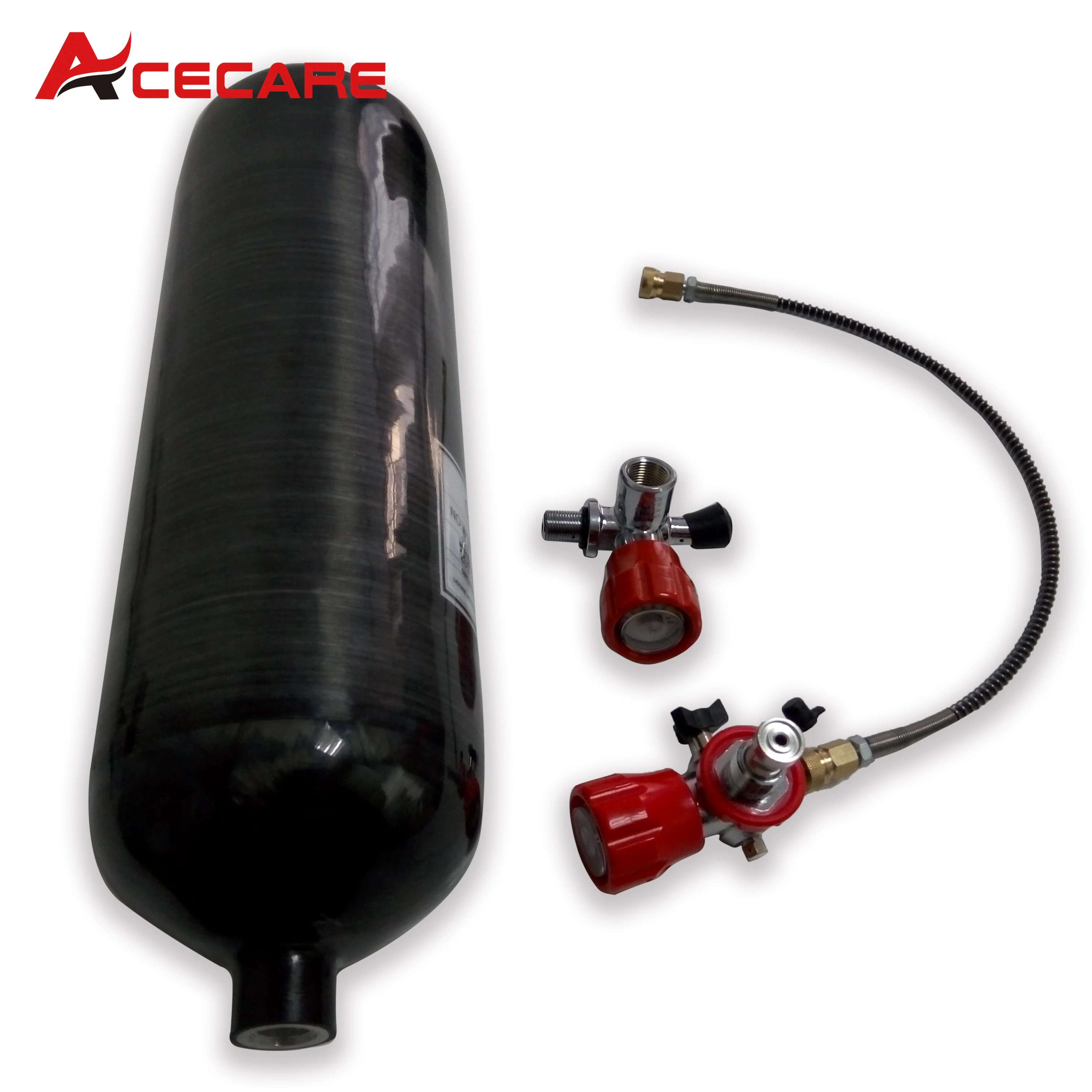 Billig Acecare AC368101 Mpa 6,8 L GB Scuba Schwarz Sauerstoff Tank Tragbare Tauchen/Paintball Ausrüstung Mit Rot Luft Ventil & Fillling Station