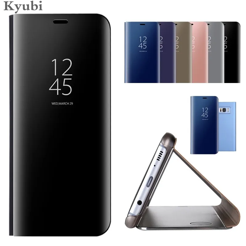 Флип зеркальный чехол для телефона LG G8 V40 покрытие кожа прозрачный умный вид