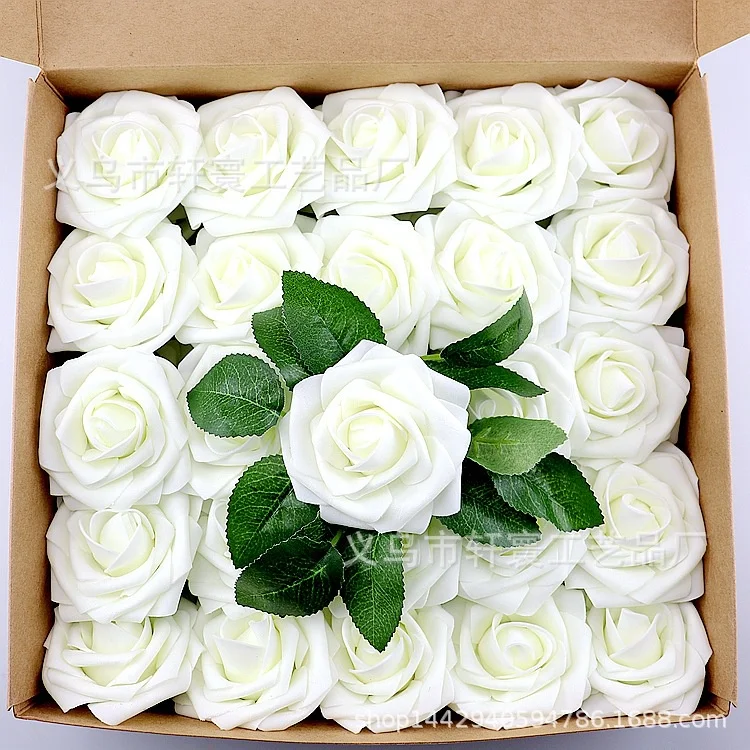 

25pcs/Box PE Foam Artificial Rose Flowers Fake Flower Bridal Bouquet Wedding Decor DIY Scrapbooking Craft home table decoration