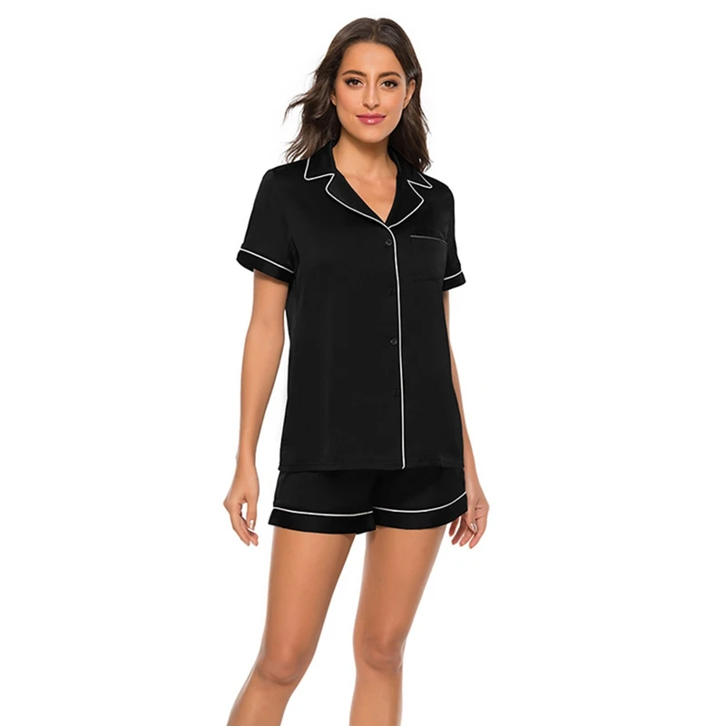 

Женские летние пижамы наборы для ухода за кожей для женщин Сплошной Цвет с коротким рукавом комплект; Пижама; Повседневная Домашняя одежда ...