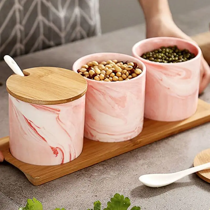 Фотоемкость для специй с трехсоставным мраморным рисунком оригинальная