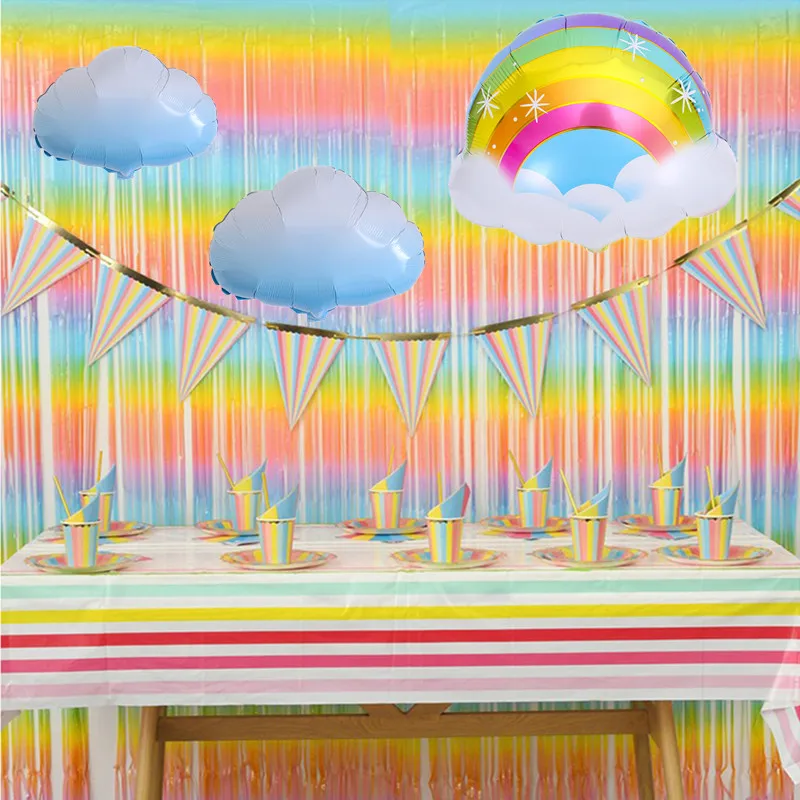 Бумажная тарелка в радужной тематике для детского дня рождения чашка красочный