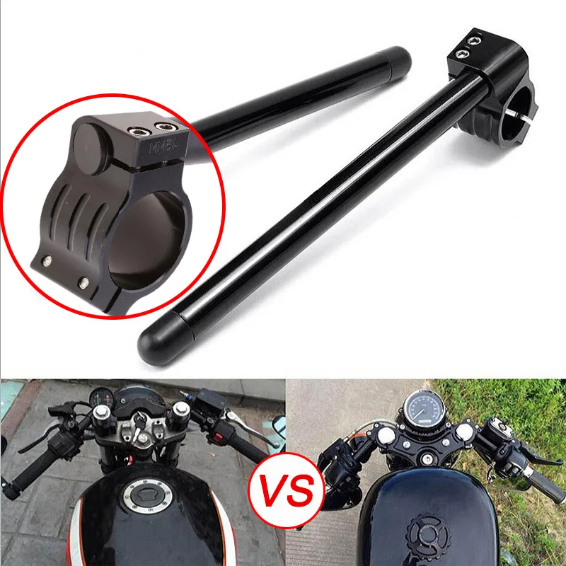 

7/8 inch BLACK Motorcycle Racing Handle bar Adjustable Clip On Ons Fork Handle Bar for Cafe Racer Motorbike Universal 31-52mm