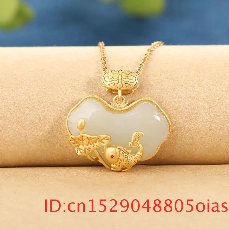Натуральный белый нефритовый кулон с карпом ювелирное изделие из серебра 925