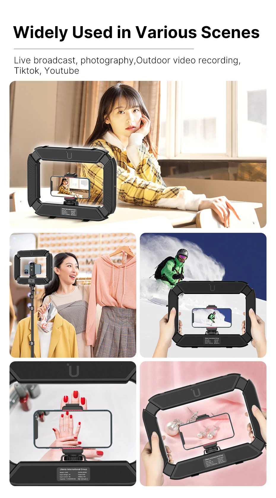 de luz led, recarregável, para vídeo dslr, com cabo para vlog
