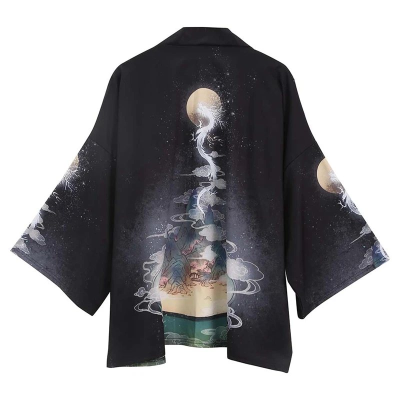 

Samurai Haori Japanese Style Ukiyo-e Cardigan Harajuku Kimono Traditional Clothing Asian Dragon Yukata Men Women Loose Jacket