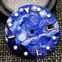 blue 31mm wave watch dial kanagawa surfing modified dial nh35 dial for nh35 movement watch case parts nh35 dial no s logo dial