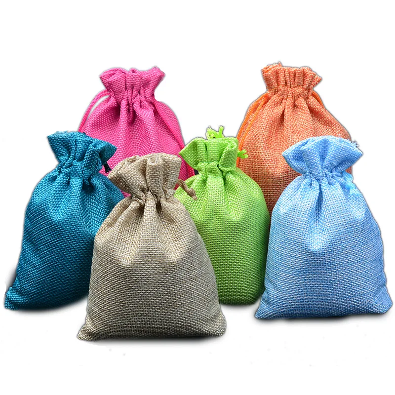 1PC Shopping Bag Colorful Imitation Linen Storage Package Bags Drawstring Small Coin Purse Travel Women Cloth Gift Pouch | Багаж и сумки