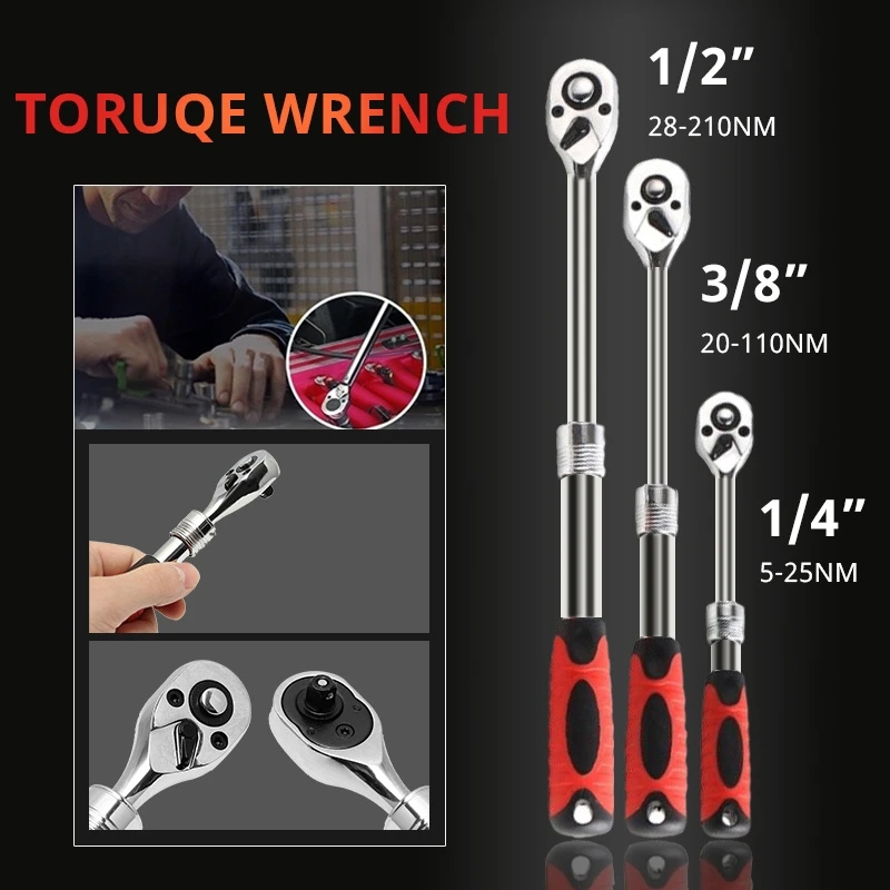 

Профессиональный гаечный ключ, автоматический двухсторонний ключ с храповым механизмом, 1/2 дюйма, 1/4 дюйма, 3/8 дюймов, с высоким крутящим мом...