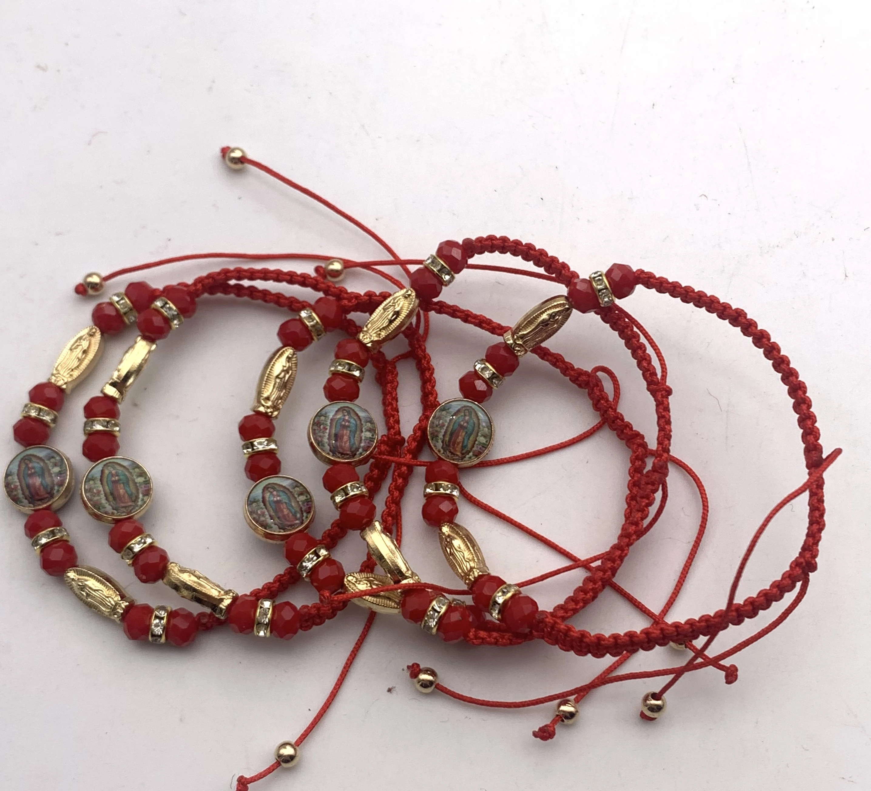 

Religion bracelet with Virgin Mary Handmade Red Knot String Bracelets Luck bracelet As Gifts and Used in Prayer bracelet