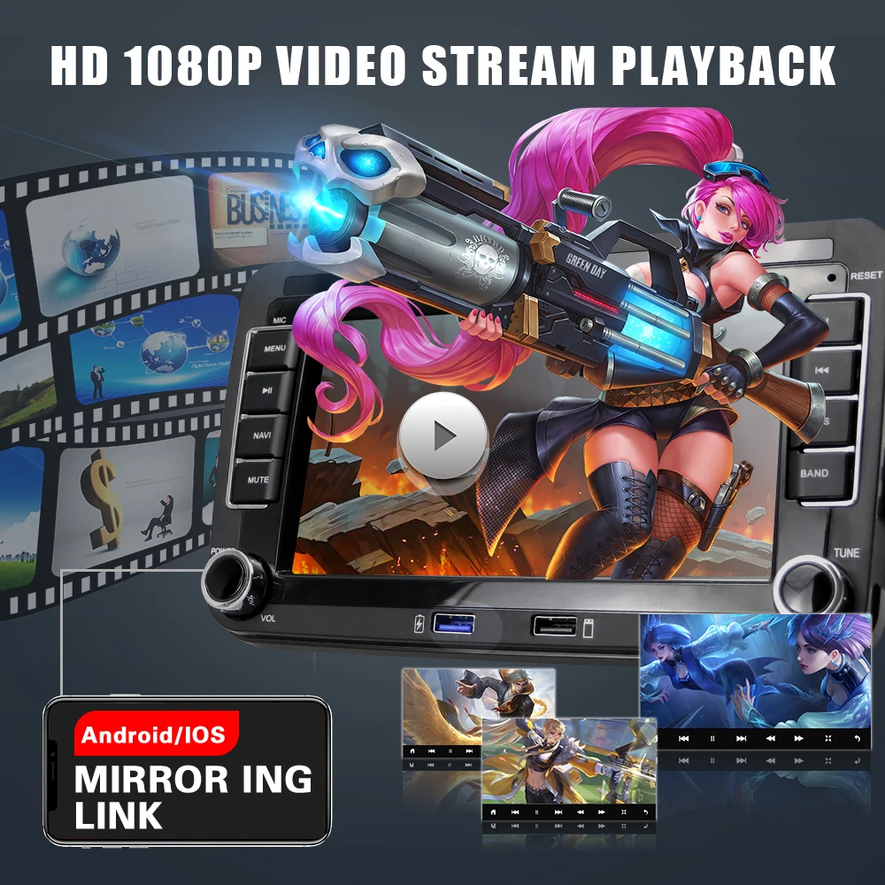 Автомагнитола Podofo мультимедийный плеер на Android с 7 &quotэкраном GPS Bluetooth двумя USB