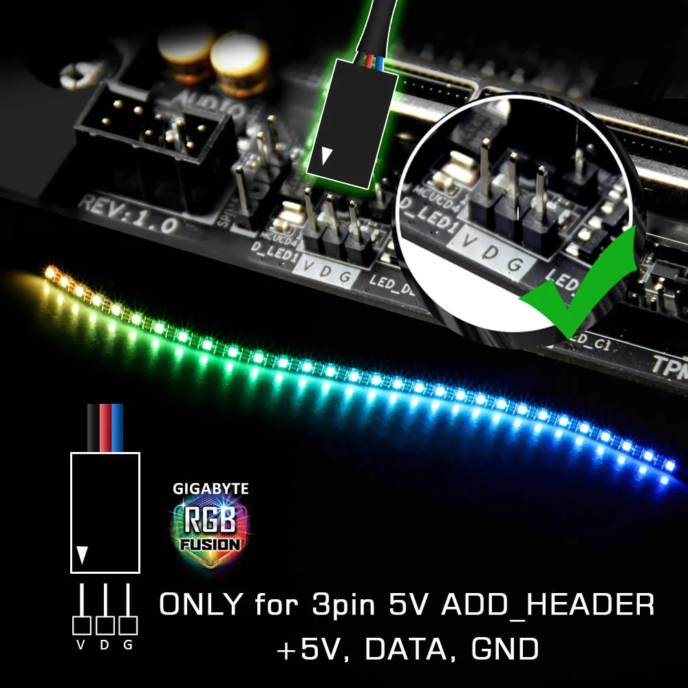 Адресуемая материнская плата 5 в 3 Pin PC Светодиодная лента RGB светодиодная