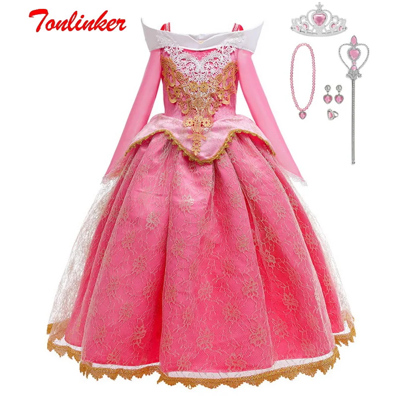 Christmas Girls Princess Costume Long Sleeve Velvet Party Dress Kids Carnival Cosplay Fancy Lace Gold Thread Dresses | Тематическая