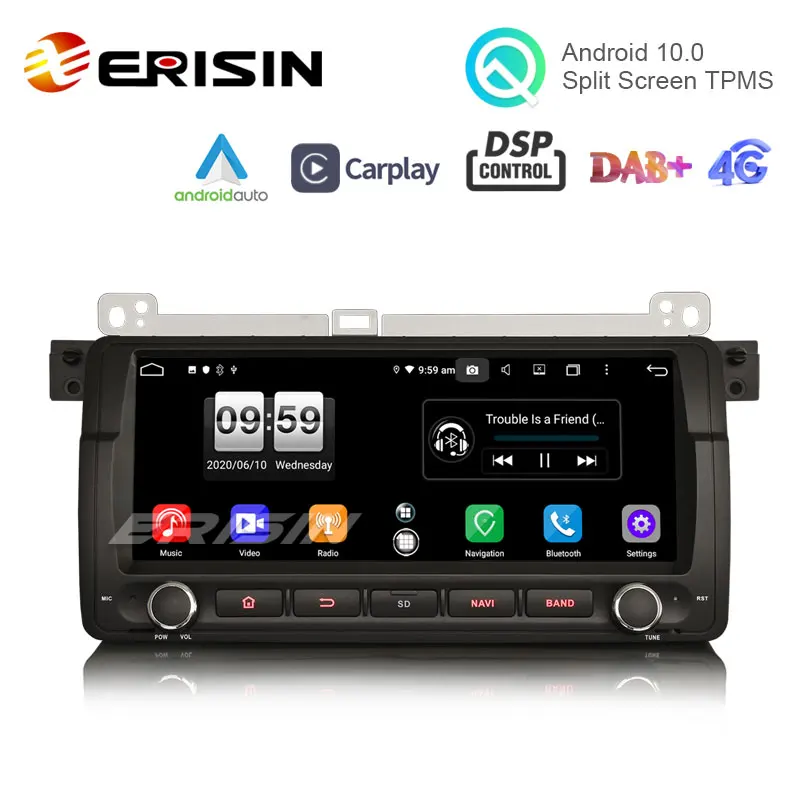 Erisin 8788 8 &quotPX5 64G Android 10 0 Автомагнитола Apple CarPlay Авто GPS 4G DAB + DSP для BMW 3er E46 318 325 M3 MG ZT